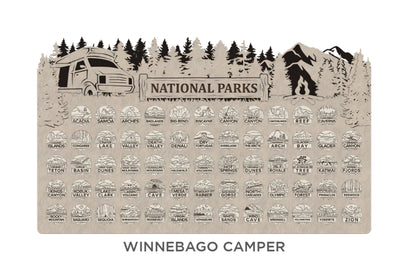 Handcrafted National Park Tracker Map with 63 Tokens | Wooden Adventure Map for Hikers, Campers & Travelers