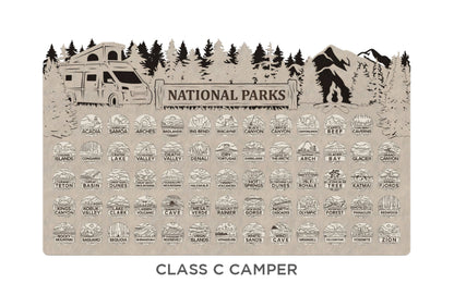 Handcrafted National Park Tracker Map with 63 Tokens | Wooden Adventure Map for Hikers, Campers & Travelers