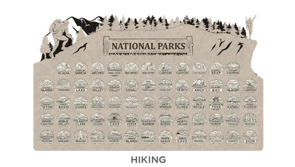 Handcrafted National Park Tracker Map with 63 Tokens | Wooden Adventure Map for Hikers, Campers & Travelers