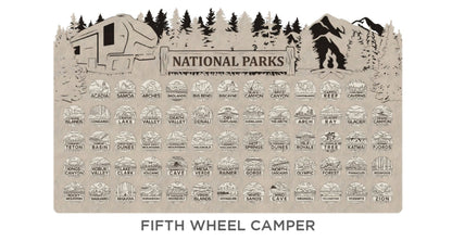 Handcrafted National Park Tracker Map with 63 Tokens | Wooden Adventure Map for Hikers, Campers & Travelers
