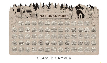 Handcrafted National Park Tracker Map with 63 Tokens | Wooden Adventure Map for Hikers, Campers & Travelers