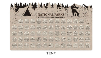 Handcrafted National Park Tracker Map with 63 Tokens | Wooden Adventure Map for Hikers, Campers & Travelers