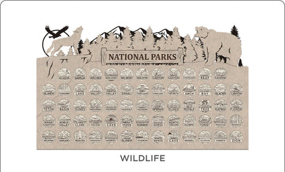 Handcrafted National Park Tracker Map with 63 Tokens | Wooden Adventure Map for Hikers, Campers & Travelers