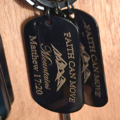 ✨ SCRIPTURE KEYCHAINS – Metal Engraved with Mini Cross