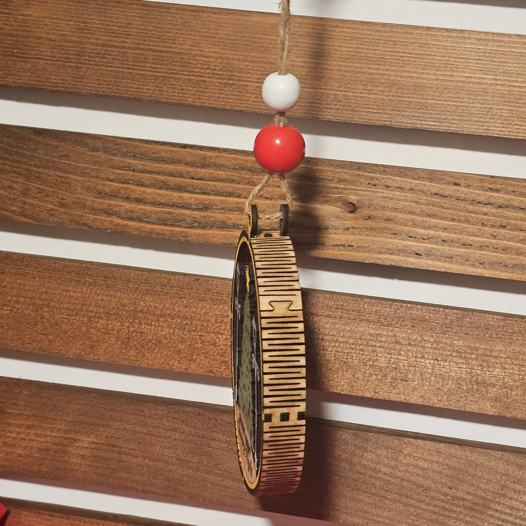 Living Edge Christmas Ornaments | Rustic Wooden Holiday Ornaments with Cardinal, Train, Christmas Tree & Fireplace Designs | Handcrafted Layered Keepsake Décor