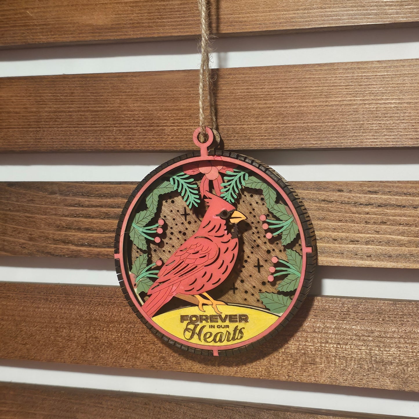 Living Edge Christmas Ornaments | Rustic Wooden Holiday Ornaments with Cardinal, Train, Christmas Tree & Fireplace Designs | Handcrafted Layered Keepsake Décor