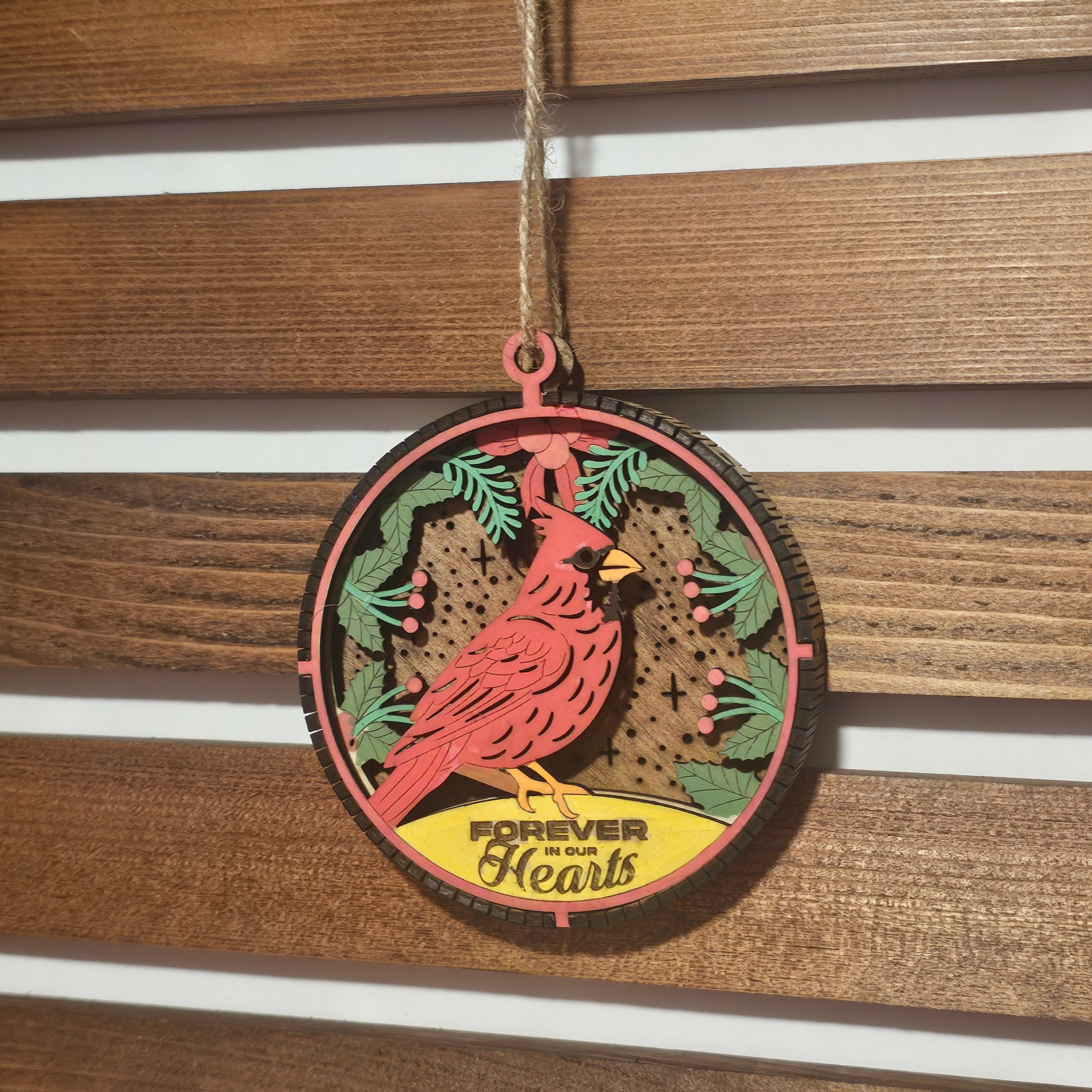 Living Edge Christmas Ornaments | Rustic Wooden Holiday Ornaments with Cardinal, Train, Christmas Tree & Fireplace Designs | Handcrafted Layered Keepsake Décor