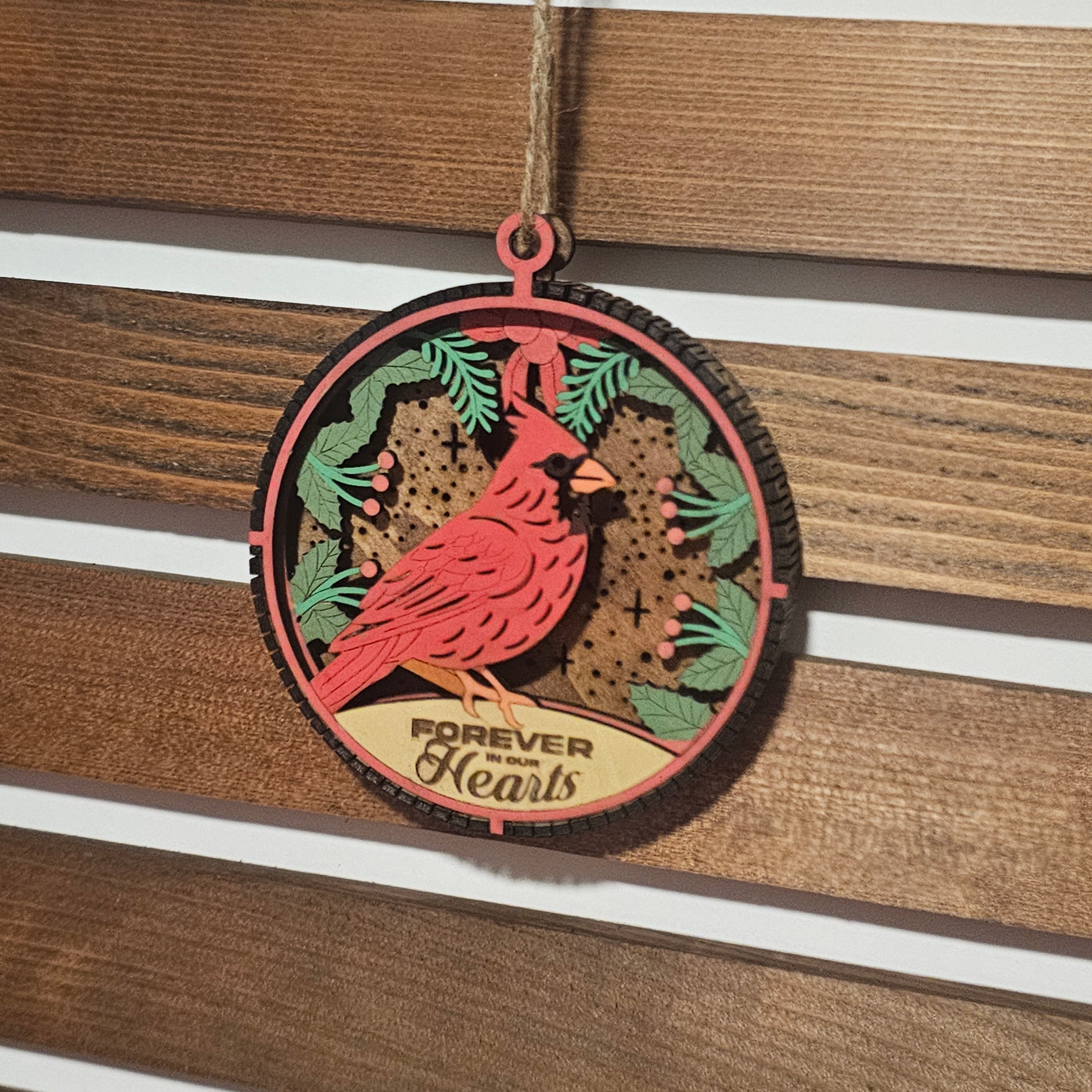 Living Edge Christmas Ornaments | Rustic Wooden Holiday Ornaments with Cardinal, Train, Christmas Tree & Fireplace Designs | Handcrafted Layered Keepsake Décor