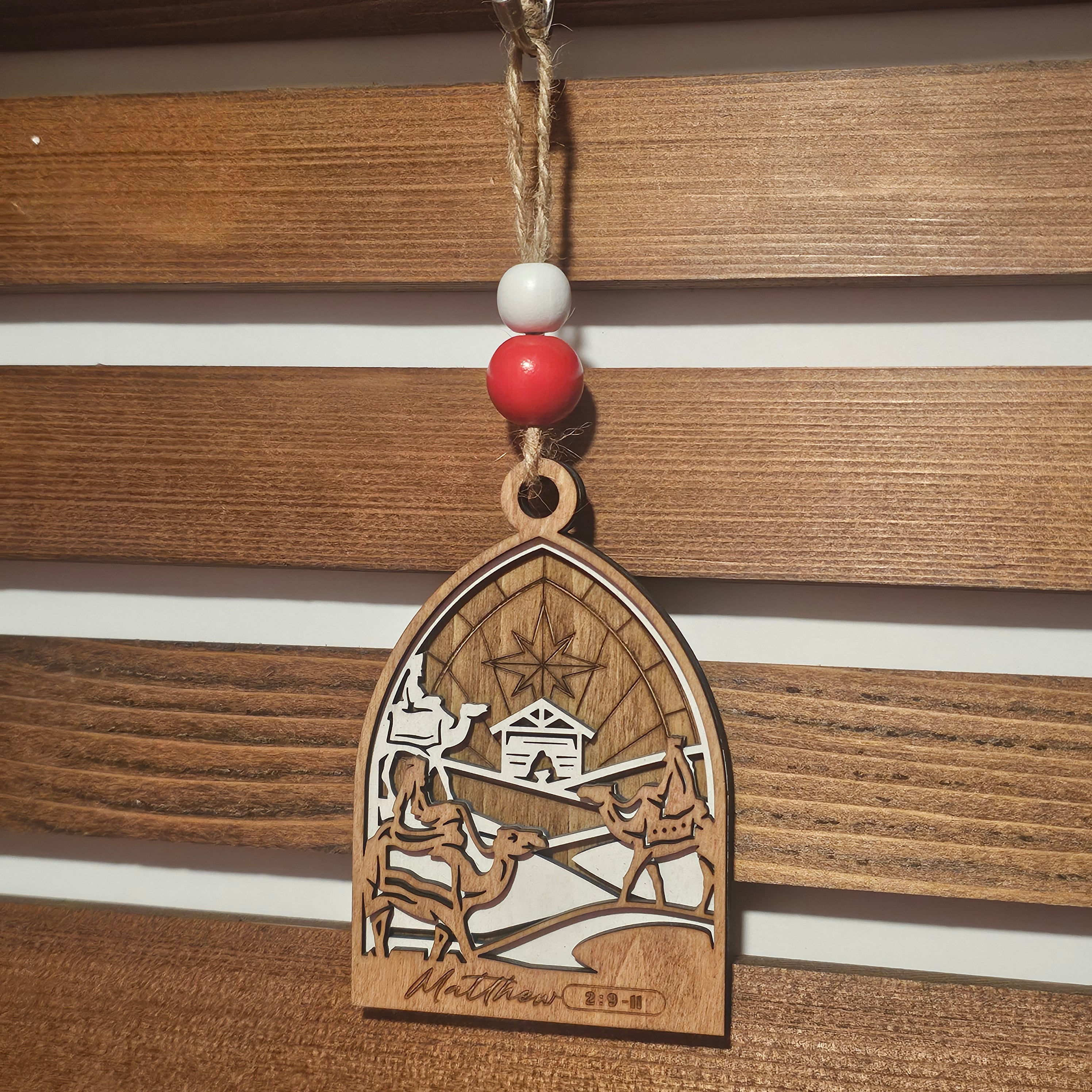 Birth of Christ Ornament Collection – 7-Piece Wooden Nativity Set