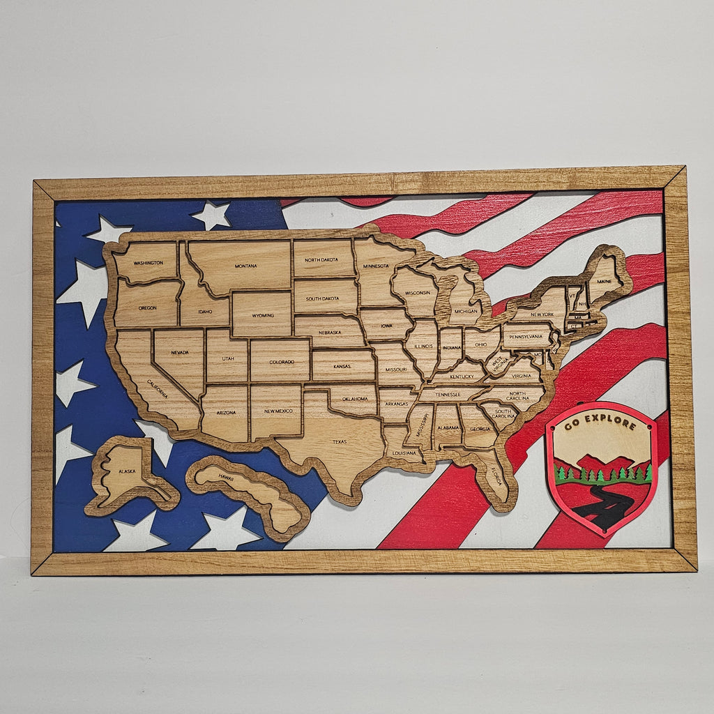 Personalized Wooden USA Travel Map