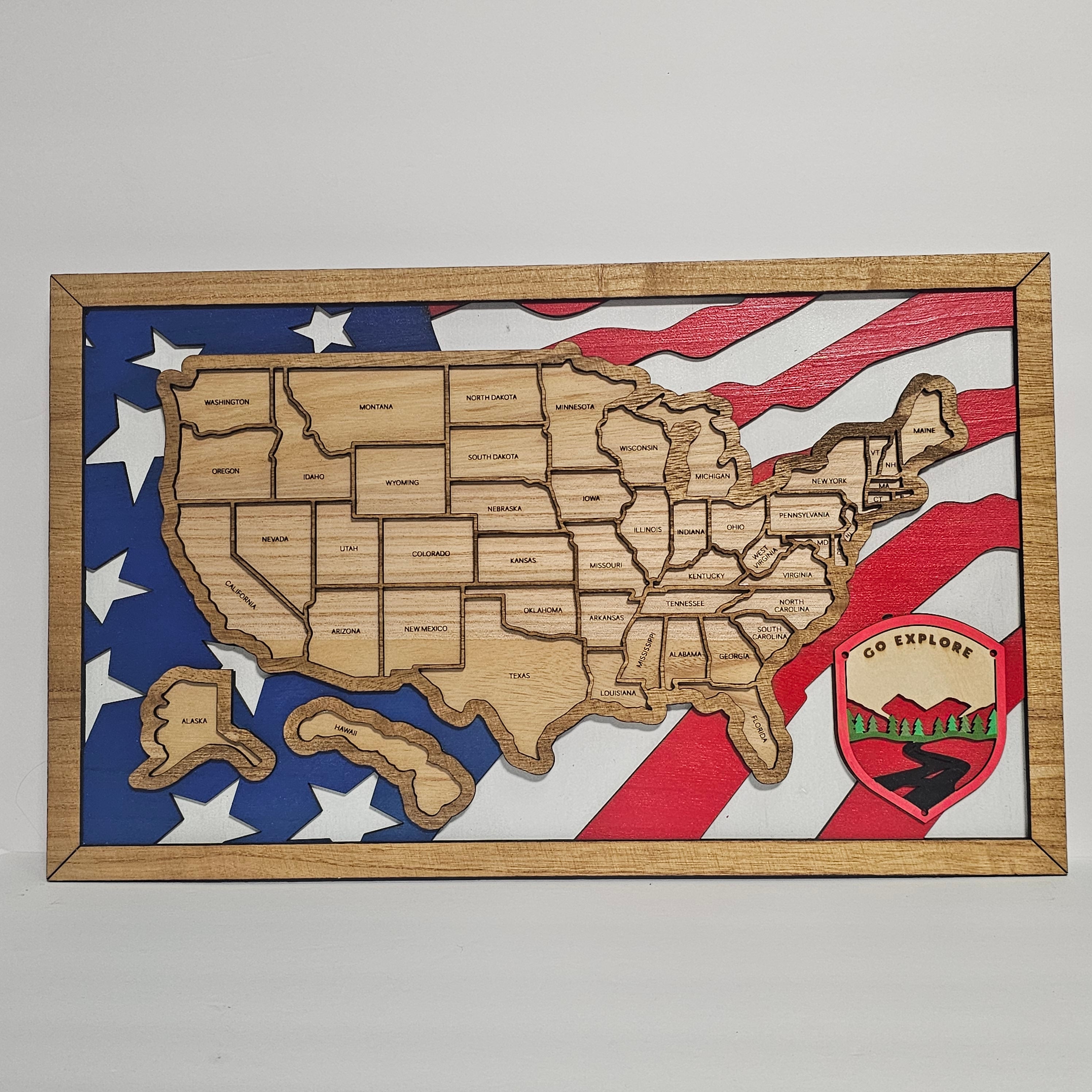 Personalized Wooden USA Travel Map