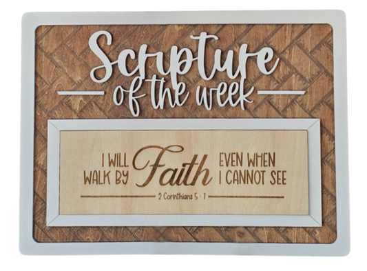 SCRIPTURE OF THE WEEK – Finished Wooden Display Block (Christian Home Décor)