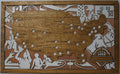 Basketball arena travel map handcrafted from wood
