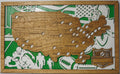 Football stadium travel map handcrafted from wood