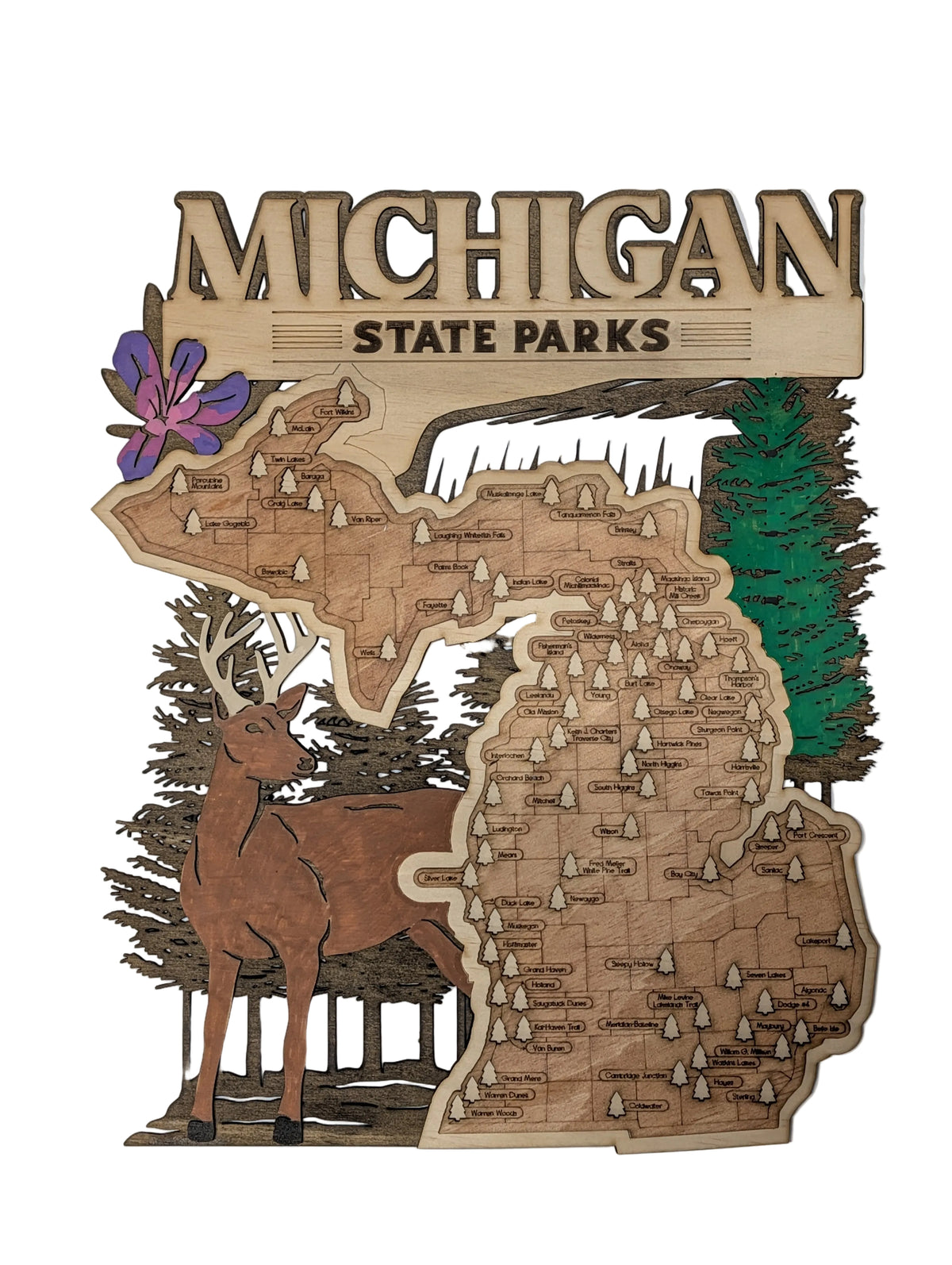 Michigan State Park Map — Wooden Park Tracker