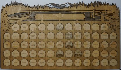 Handcrafted National Park Tracker Map with 63 Tokens | Wooden Adventure Map for Hikers, Campers & Travelers