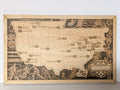 Hockey arena travel map handcrafted from wood