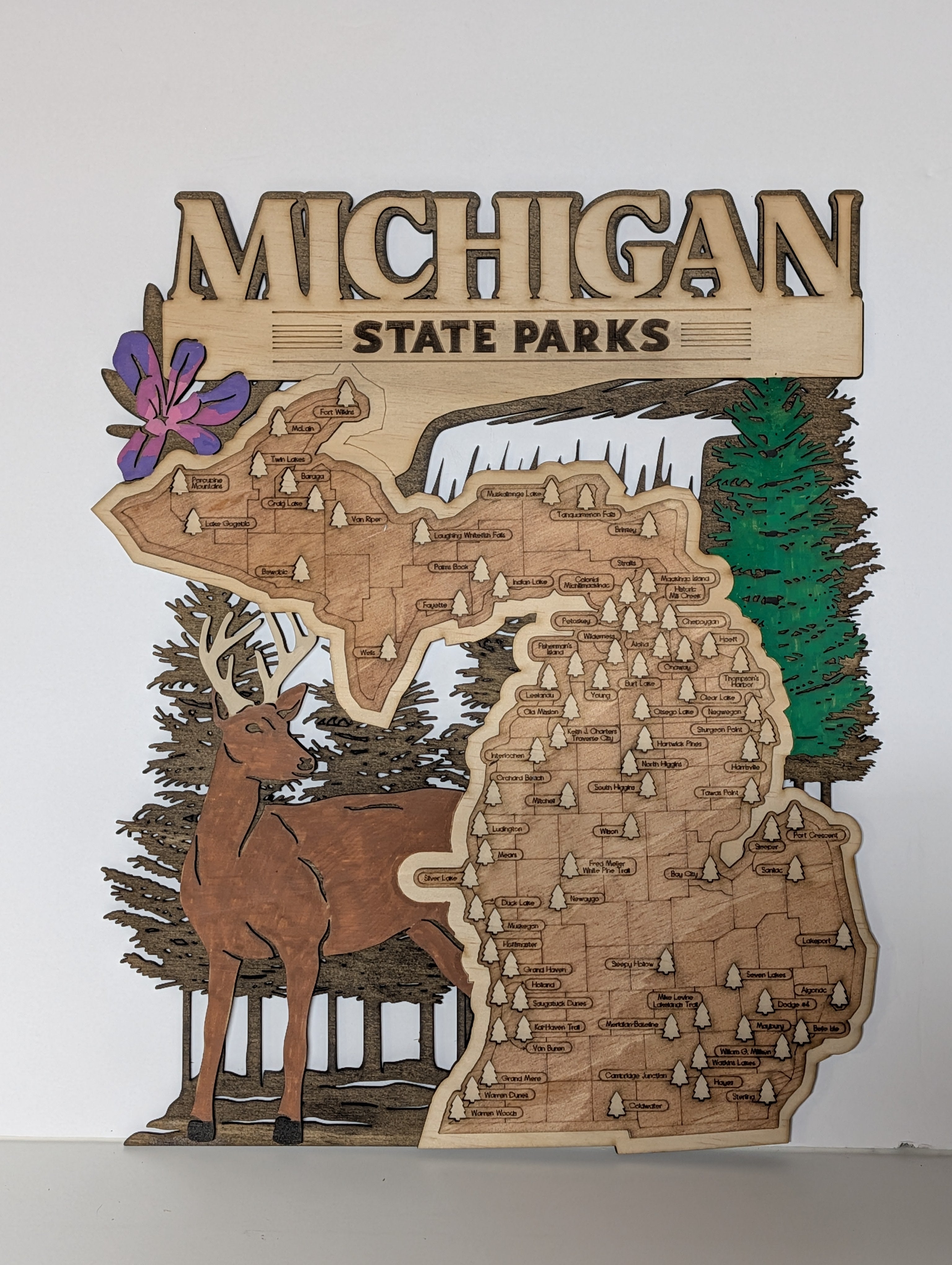 Michigan State Park Map — Wooden Park Tracker