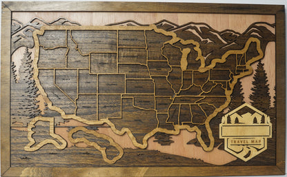 Wooden USA Travel Map – Track Your Adventures | Handmade Laser-Cut Map