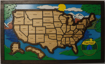 Wooden USA Travel Map – Track Your Adventures | Handmade Laser-Cut Map