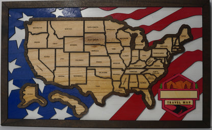 Wooden USA Travel Map – Track Your Adventures | Handmade Laser-Cut Map