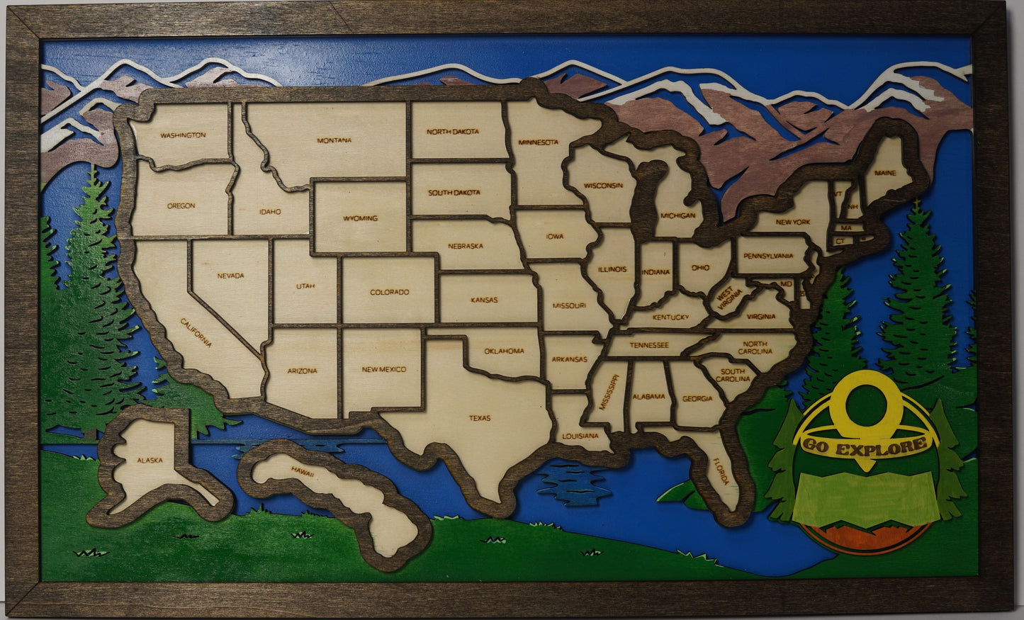 Wooden USA Travel Map – Track Your Adventures | Handmade Laser-Cut Map