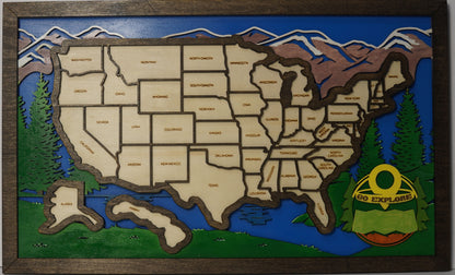 Wooden USA Travel Map – Track Your Adventures | Handmade Laser-Cut Map