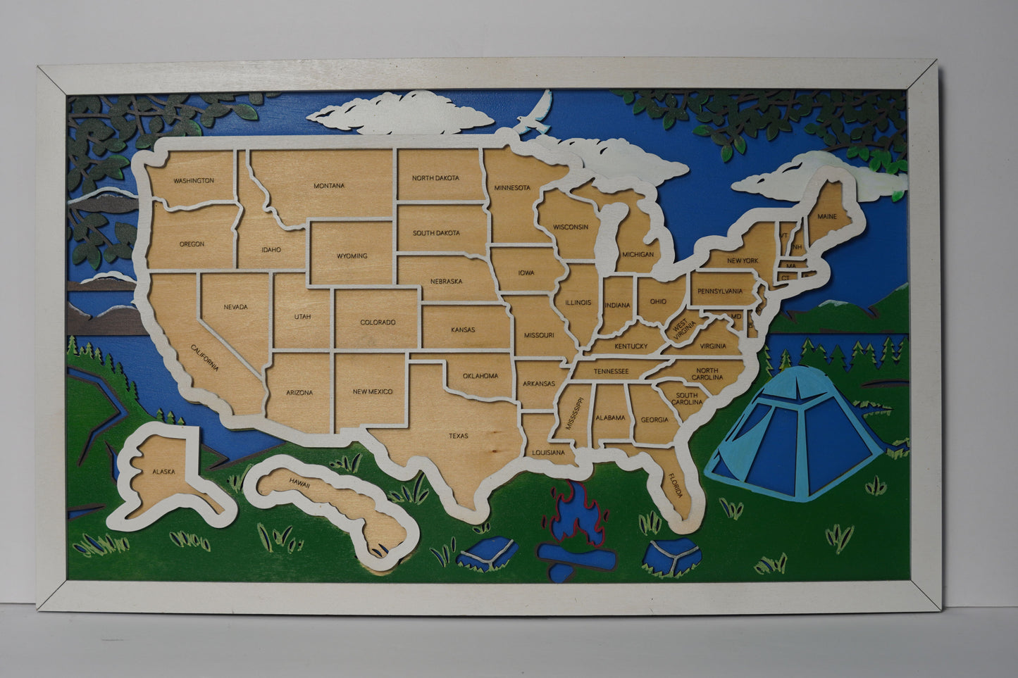 Wooden USA Travel Map – Track Your Adventures | Handmade Laser-Cut Map
