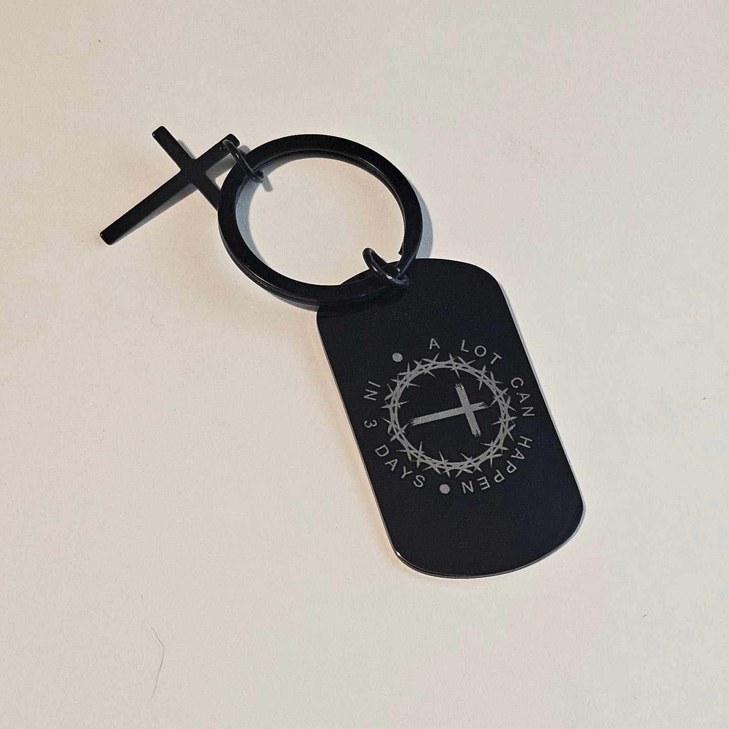 ✨ SCRIPTURE KEYCHAINS – Metal Engraved with Mini Cross