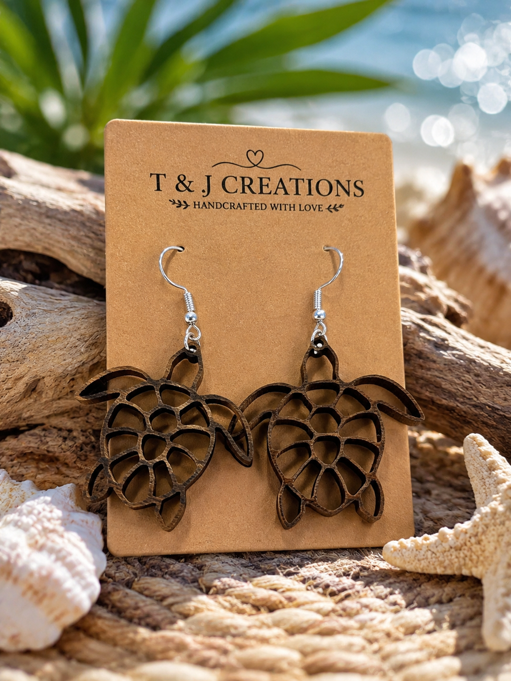 Wooden Turtle Earrings | Handmade Nature-Inspired Jewelry